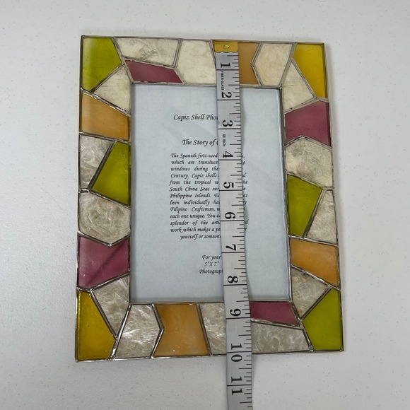 Capiz Shell Photo Frame 5x7 Handmade Philippines Mother of Pearl Accent Beachy - Picture 8 of 8
